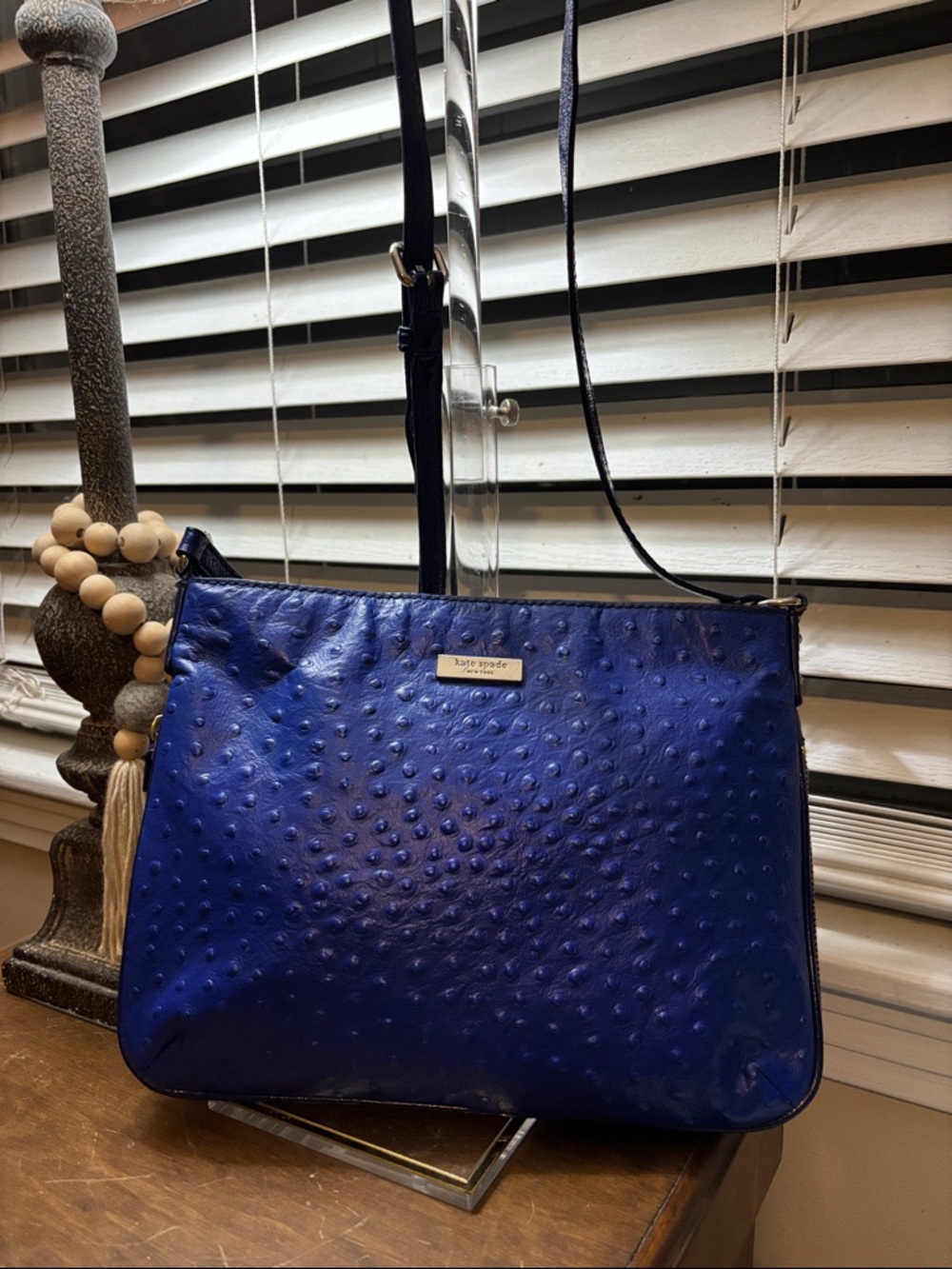 Kate Spade Elyse Expandable Ostrich Leather Crossbody Bag